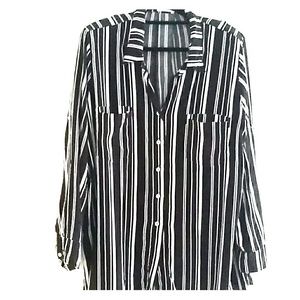 Women's Stripe Blouse 3X, Black and White.